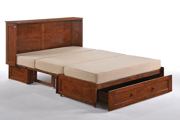 Murphy cabinet bed opened into a queen bed