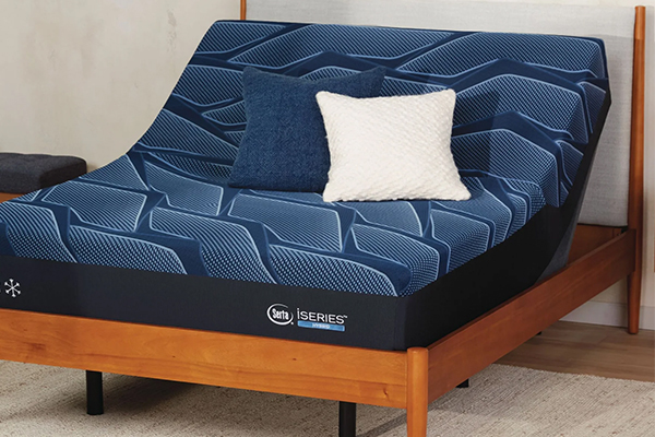 Serta iSeries hybrid mattress on an adjustable base